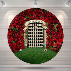Lofaris Red Rose Grass Wonderland Round Backdrop For Easter