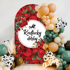 Lofaris Red Rose Green Leaf Kentucky Derby Arch Backdrop