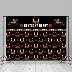 Lofaris Red Rose Horse Repeat Kentucky Derby Party Backdrop