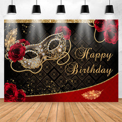Lofaris Red Rose Masquerade Mask Happy Birthday Backdrop
