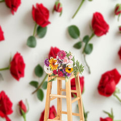 Lofaris Red Rose Valentines Day Backdrop For Photography