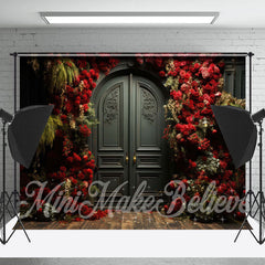 Lofaris Red Rose Wood Delicated Green Door Floor Backdrop