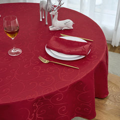 Lofaris Red Round Luxury Premium Polyester Table Cover