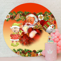 Lofaris Red Santa Claus Snowman Round Christmas Backdrop