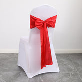 Lofaris Red Satin Universal Banquet Chair Sashes Bows
