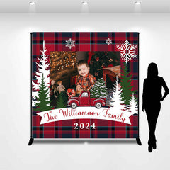 Lofaris Red Scottish Plaid Custom Photo Christmas Backdrop