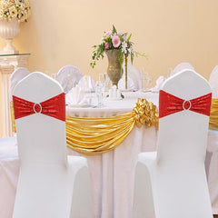 Lofaris Red Sequin Buckles Banquet Chair Sash Band Bows