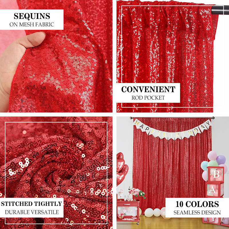 Lofaris Red Sequin Curtains Photography Fabric Backdrop