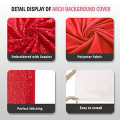 Lofaris Red Sequin Fitted Arch Backdrop Cover for Wedding Decor
