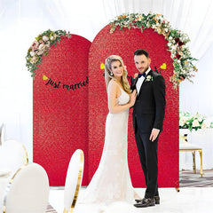 Lofaris Red Sequin Fitted Arch Backdrop Cover for Wedding Decor