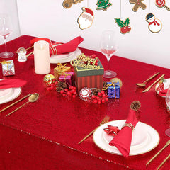 Lofaris Red Sequin Glitter Rectangle Banquet Tablecloth