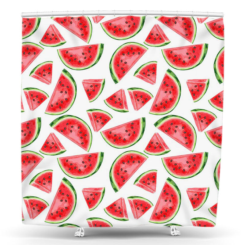 Lofaris Red Slice Watermelon Step And Repeat Shower Curtain
