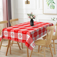 Lofaris Red Snowflake Plaid Christmas Tablecloth For Kitchen