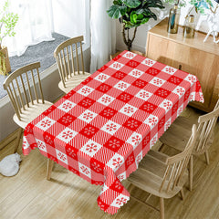 Lofaris Red Snowflake Plaid Christmas Tablecloth For Kitchen