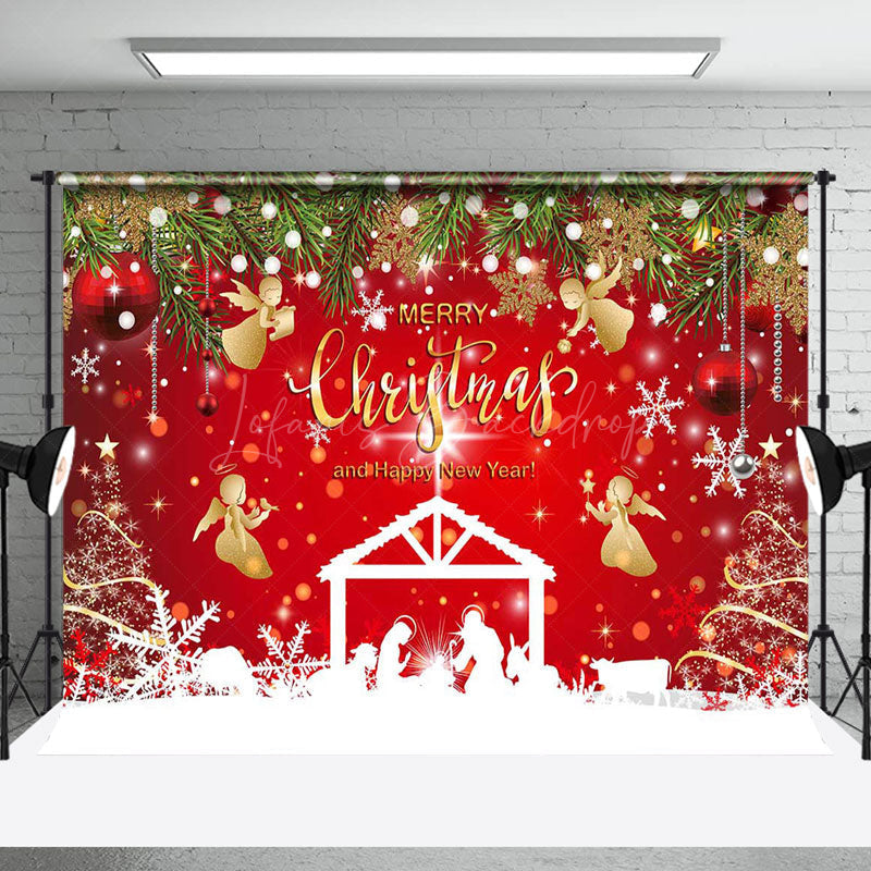 Lofaris Red Snowy Merry Christmas Happy New Year Backdrop