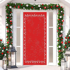 Lofaris Red Snowy Star Simple Merry Christmas Door Cover