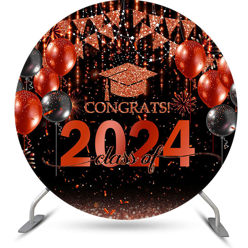Lofaris Red Sparkling Balloon Bokeh 2023 Circle Grad Backdrop