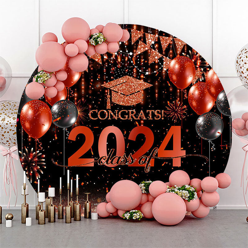Lofaris Red Sparkling Balloon Bokeh 2023 Circle Grad Backdrop