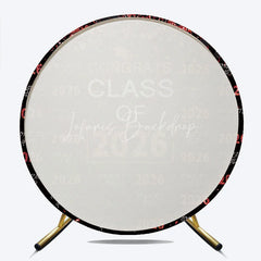 Lofaris Red Sparkling Congrats Black Circle Grad Backdrop