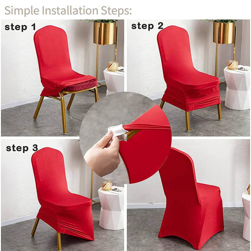 Lofaris Red Stretch Spandex Banquet Decor Chair Slipcovers