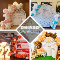 Lofaris Red We Can Bearly Wait Round Baby Shower Backdrop