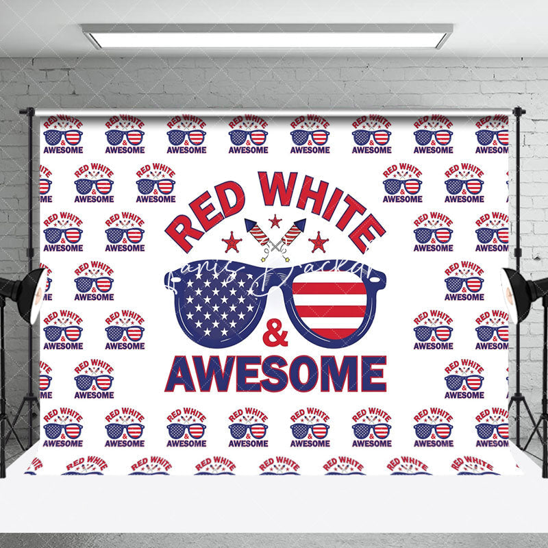Lofaris Red White Awesome Sunglass Independence Day Backdrop