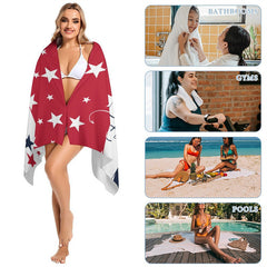 Lofaris Red White Blue American Stars Custom Name Beach Towel