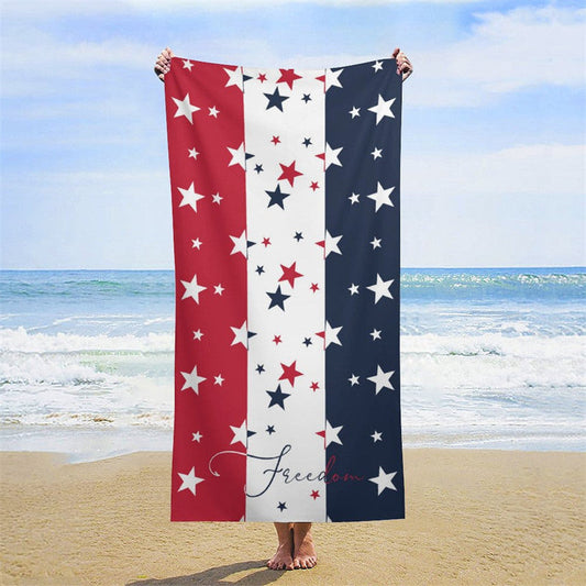 Lofaris Red White Blue American Stars Custom Name Beach Towel