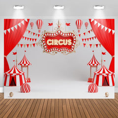 Lofaris Red White Circus Curtain Flag Birthday Backdrop