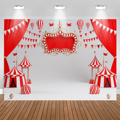 Lofaris Red White Circus Tent Flag Happy Birthday Backdrop
