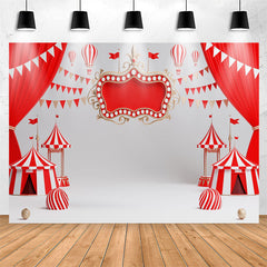 Lofaris Red White Circus Tent Flag Happy Birthday Backdrop