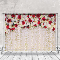 Lofaris Red White Floral Valentines Day Backdrop For Photo