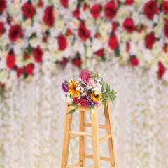 Lofaris Red White Floral Valentines Day Backdrop For Photo