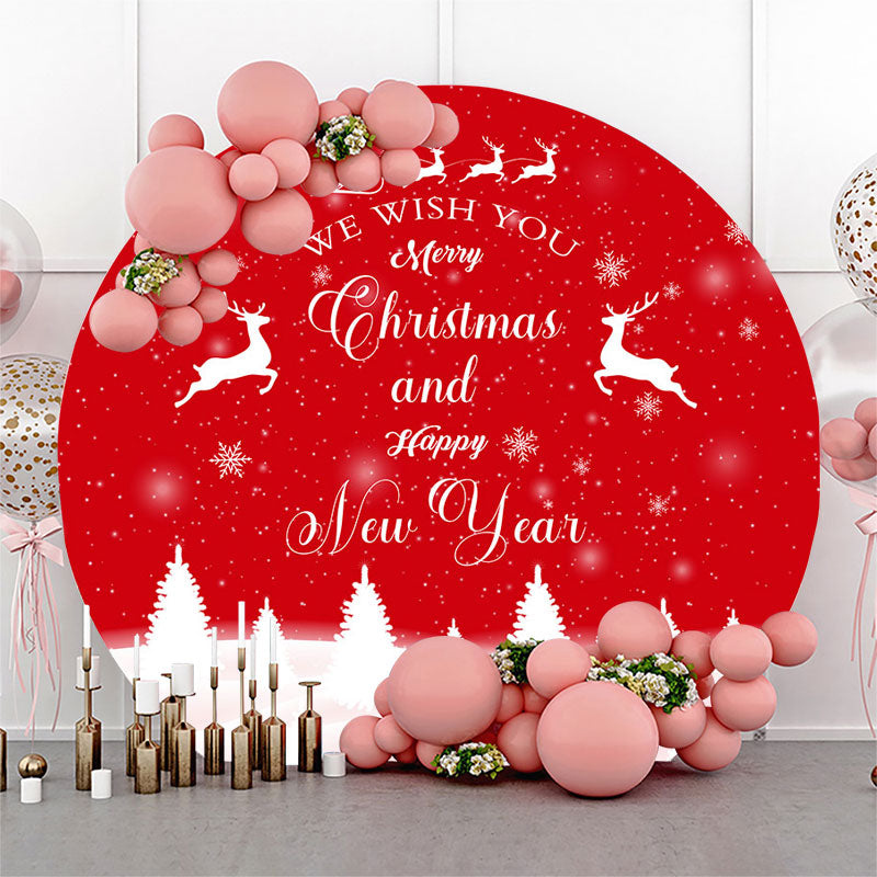 Lofaris Red White Forest New Year Round Christmas Backdrop