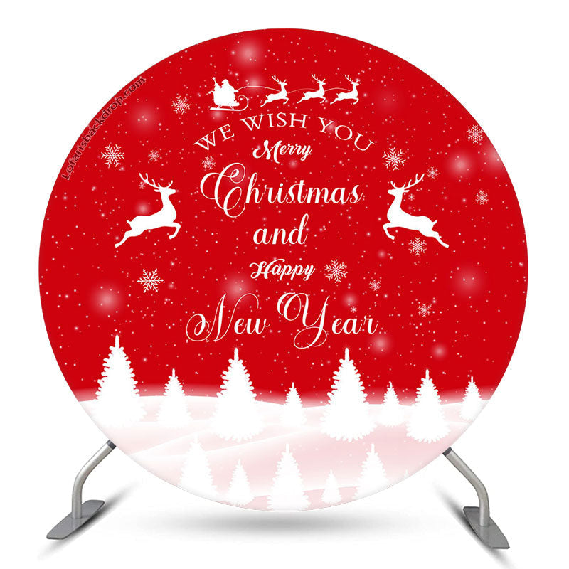 Lofaris Red White Forest New Year Round Christmas Backdrop