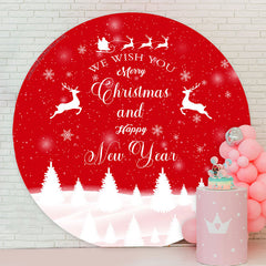 Lofaris Red White Forest New Year Round Christmas Backdrop