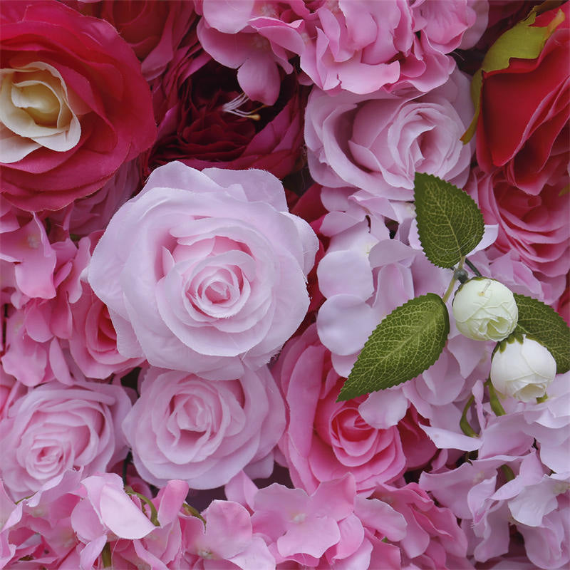 Lofaris Red White Gradient Rose Faux Flower Wall Wedding Decor