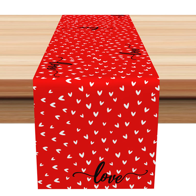 Lofaris Red White Heart Patterns Valentines Day Table Runner