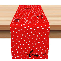 Lofaris Red White Heart Patterns Valentines Day Table Runner