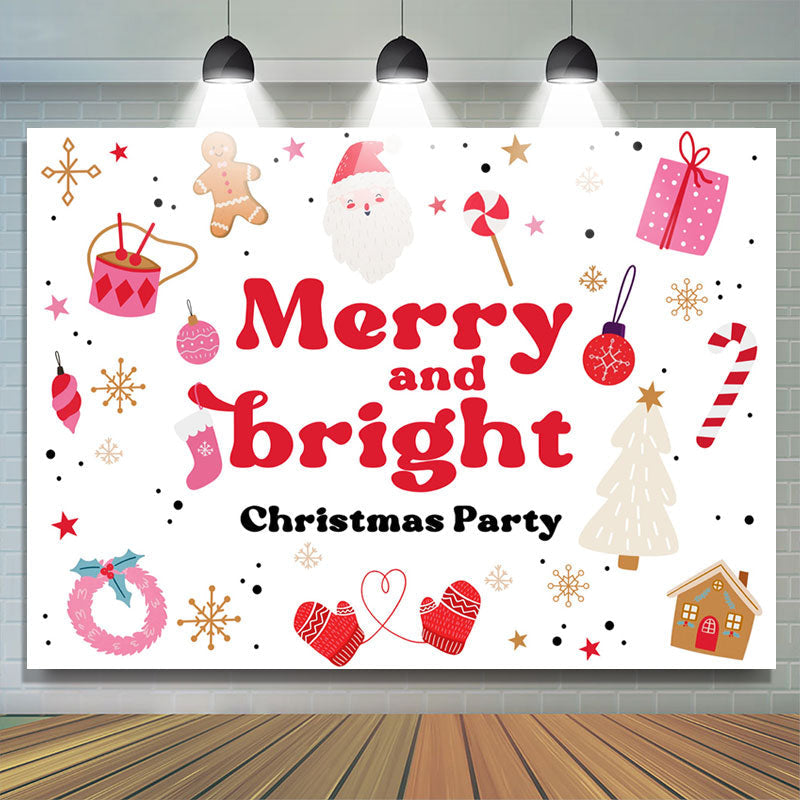 Lofaris Red White Merry And Bright Christmas Party Backdrop