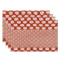 Lofaris Red White Repeat Pattern Cloth Set Of 4 Placemats