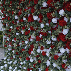 Lofaris Red White Rose Leaves Faux Flowel Wall Wedding Decor