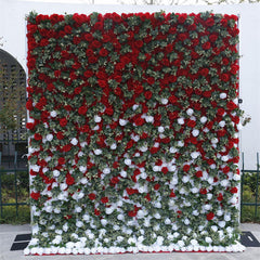 Lofaris Red White Rose Leaves Faux Flowel Wall Wedding Decor