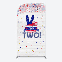 Lofaris Red White Sparks Wood Arch 2nd Birthday Backdrop