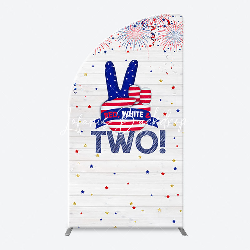 Lofaris Red White Sparks Wood Arch 2nd Birthday Backdrop
