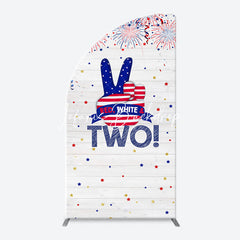 Lofaris Red White Sparks Wood Arch 2nd Birthday Backdrop