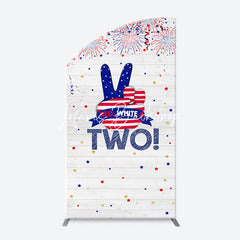 Lofaris Red White Sparks Wood Arch 2nd Birthday Backdrop