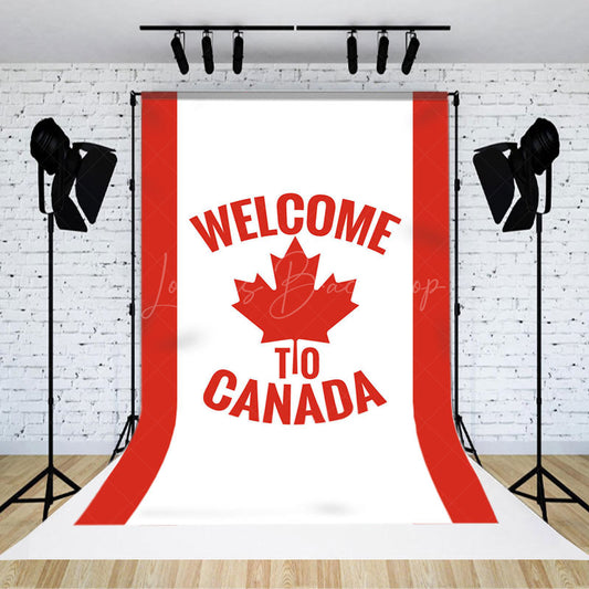Lofaris Red White Stripe Maple Welcome To Canada Backdrop