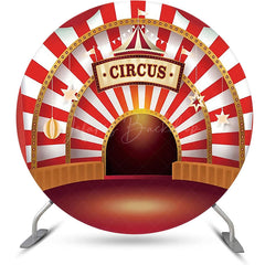 Lofaris Red White Striped Circus Tent Round Party Backdrop