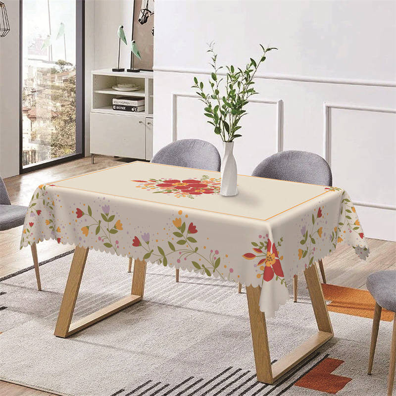Lofaris Red Yellow Floral Cute Simple Rectangle Tablecloth